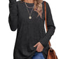 Ribbed Round Neck Long Sleeve Blouse