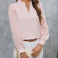 Notched Long Sleeve Blouse