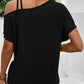 Contrast Asymmetrical Neck Short Sleeve T-Shirt