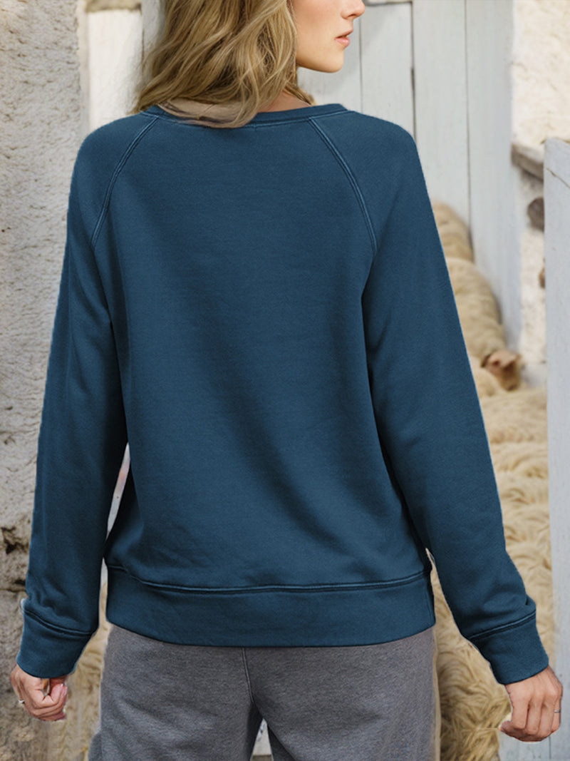 Shiny Round Neck Long Sleeve Sweatshirt