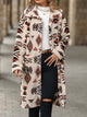 Geometric Pocketed Dropped Shoulder Coat Tan