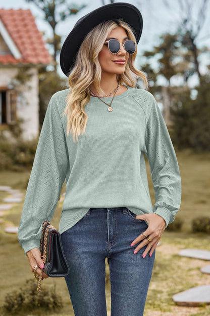Round Neck Raglan Sleeve Sweatshirt Sage