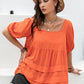 Plus Size Square Neck Half Sleeve Blouse