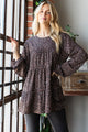 Heimish Leopard Long Sleeve Tiered Blouse Mocha