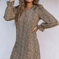 Leopard V-Neck Long Sleeve Dress