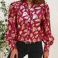 Perfee Printed Notched Long Sleeve Shirt