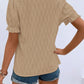 Ruffled Notched Short Sleeve T-Shirt