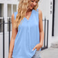 V-Neck Curved Hem Satin Tank