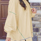 Slit Round Neck Lantern Sleeve Sweatshirt