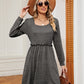 Square Neck Long Sleeve Dress