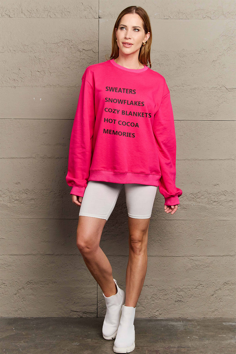 Simply Love Full Size Letter Graphic Round Neck Sweatshirt