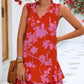 Floral Tie Neck Sleeveless Layered Dress