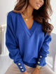 V-Neck Long Sleeve Sweatshirt Royal Blue