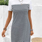 Striped Round Neck Short Sleeve Mini Tee Dress