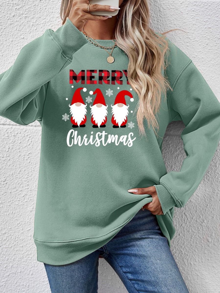 MERRY CHRISTMAS Long Sleeve Sweatshirt Sage