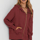 Zip Up Long Sleeve Drawstring Hoodie