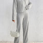 Drawstring Ribbed Hoodie and Straight Leg Pants Set