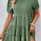 Puff Sleeve Tie Back Tiered Dress