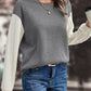 Contrast Round Neck Long Sleeve Sweatshirt