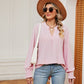 Notched Neck Flounce Sleeve Blouse