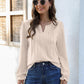 Notched Flounce Sleeve Blouse