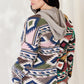 Celeste Full Size Geometric Exposed Seam Drawstring Hoodie