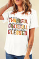 Letter Graphic Round Neck Short Sleeve T-Shirt White