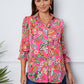 Floral Button Up Flounce Sleeve Shirt