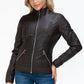 YMI Faux Layered Double-Zipper Jacket with Fuzzy Hood