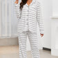 Striped V-Neck Long Sleeve Top and Pants Lounge Set