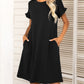 Round Neck Flounce Sleeve Dress with Pockets