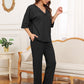 Ribbed Half Sleeve Top and Pocketed Pants Set