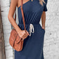 One-Shoulder Short Sleeve Knee-Length Dress