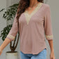 V-Neck Eyelet Blouse