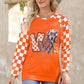 Checkered Round Neck Long Sleeve Sweatshirt