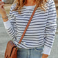 Striped Long Sleeve Round Neck Top