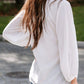 Notched Neck Long Sleeve Blouse