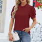 Frill Mock Neck Short Sleeve Eyelet Blouse