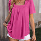 Mandy Ruched Square Neck Short Sleeve Blouse