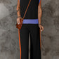 Contrast Round Neck Top and Pants Set