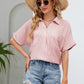 Half Button Johnny Collar Blouse