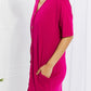 BOMBOM Sunday Brunch Button Down Knee-Length Dress in Magenta