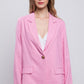 Love Tree One-Button Long Sleeve Linen Blazer