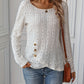 Eyelet Boat Neck Long Sleeve Blouse