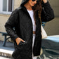 Snap Down Long Sleeve Quilted Winter Coat