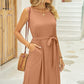 Tied Round Neck Sleeveless Dress