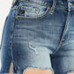 Kancan High Waist Raw Hem Denim Shorts