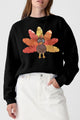 Graphic Round Neck Long Sleeve Sweatshirt Black