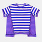 Full Size Contrast Stitching Striped Round Neck T-Shirt