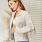 Fringe Detail Dropped Shoulder Denim Jacket